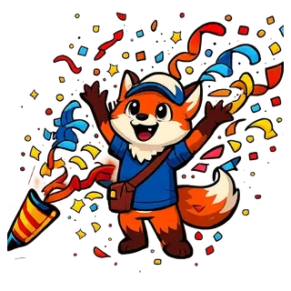 MascotKit Welcome scene: the demonstration fox mascot greeting website visitors